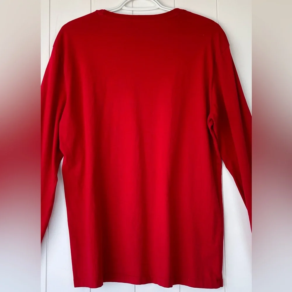 Polo Ralph Lauren Men’s Long Sleeved Tee Shirt Red with Navy Size Medium‎